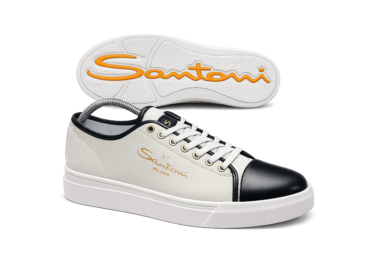 Luxury Minimal Santoni Milano Leather Sneakers