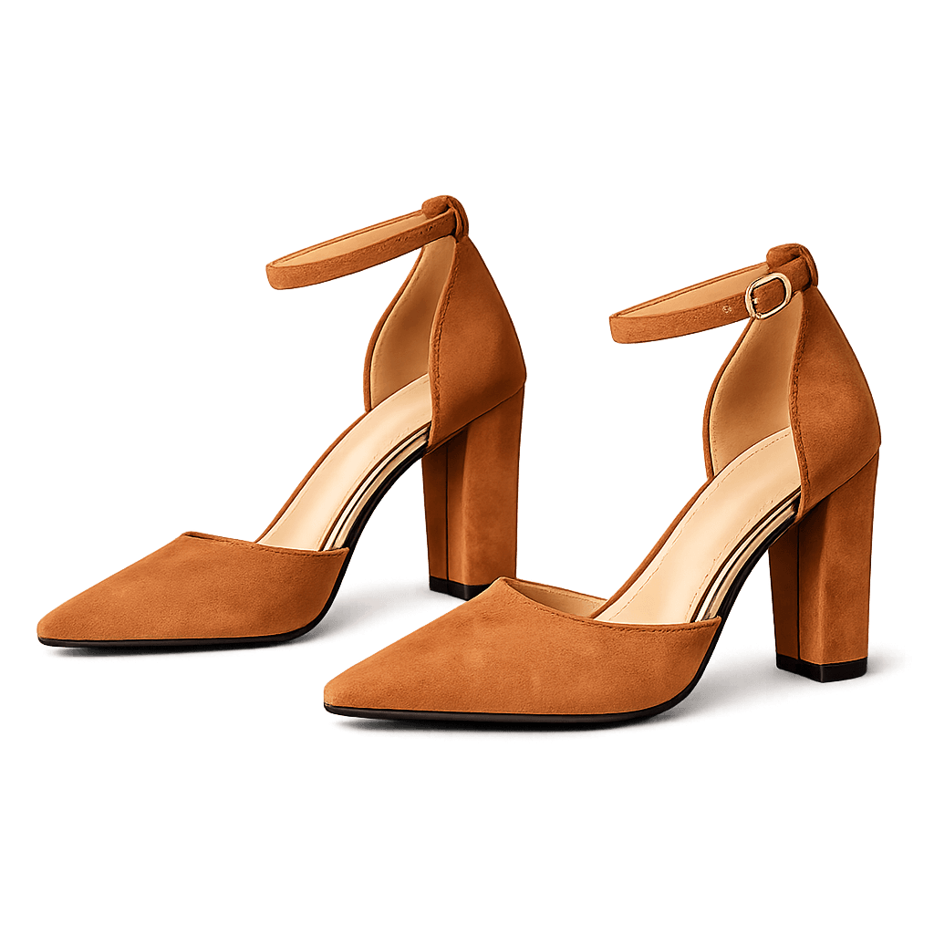 Pointed Toe Block Suede Heels